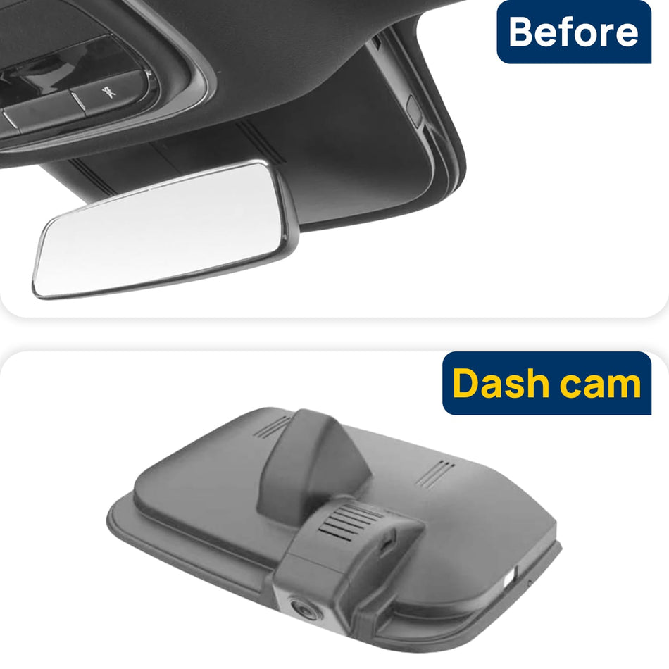 Vorher-Nachher Vergleich: Xplywi 4K/1080P Doppel Dashcam Autokamera Kompatibel mit XPENG G9 Xiaopeng 2022-2024, diskrete OEM-Installation