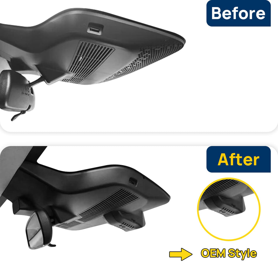 Vorher-Nachher Vergleich: Xplywi 2K/1080P Doppel Dashcam Autokamera Kompatibel mit GAC AION Y Plus 2022-2025, diskrete OEM-Installation