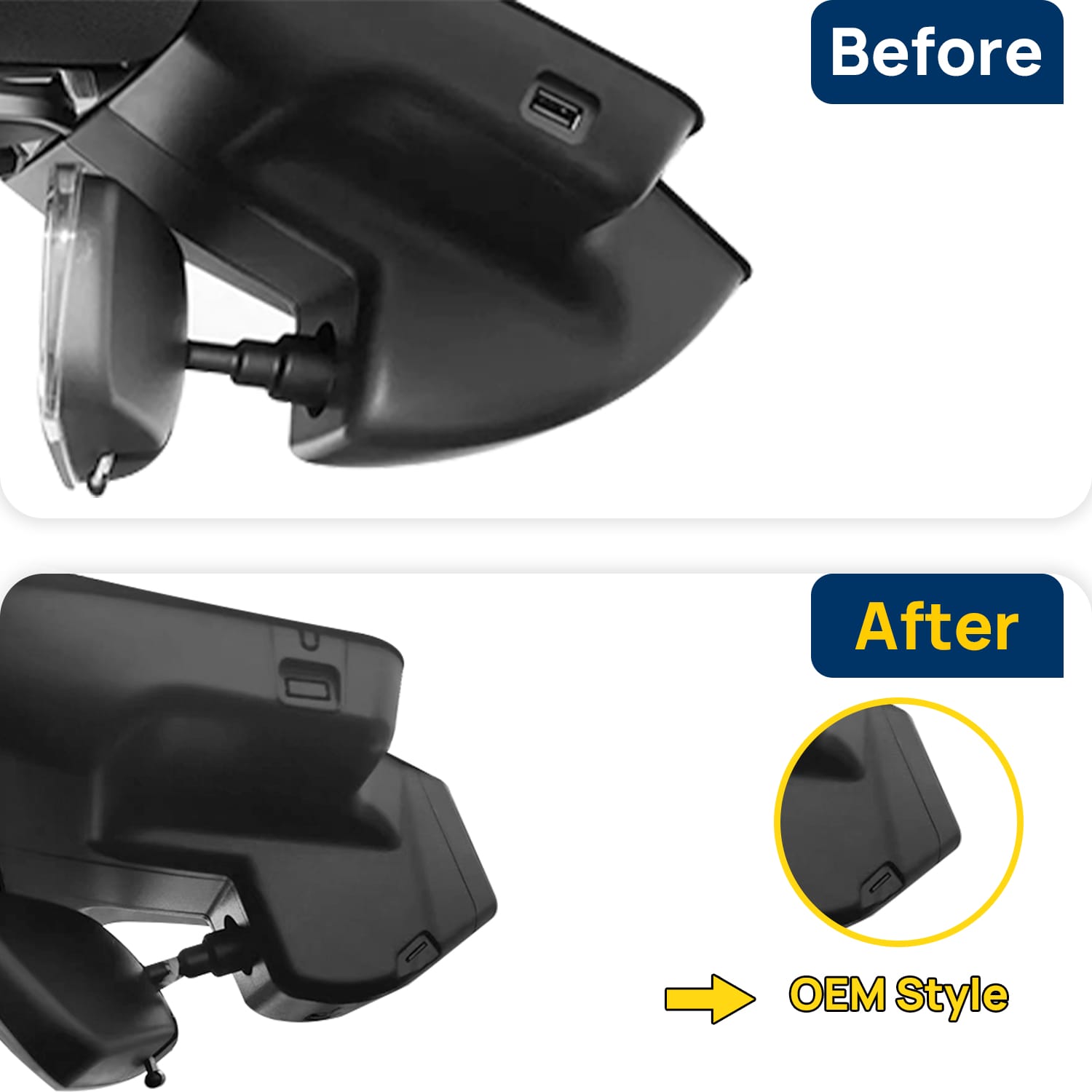 Vorher-Nachher Vergleich: Xplywi 4K Frontkamera Dashcam Kompatibel mit Hongqi H5 2023, diskrete OEM-Installation