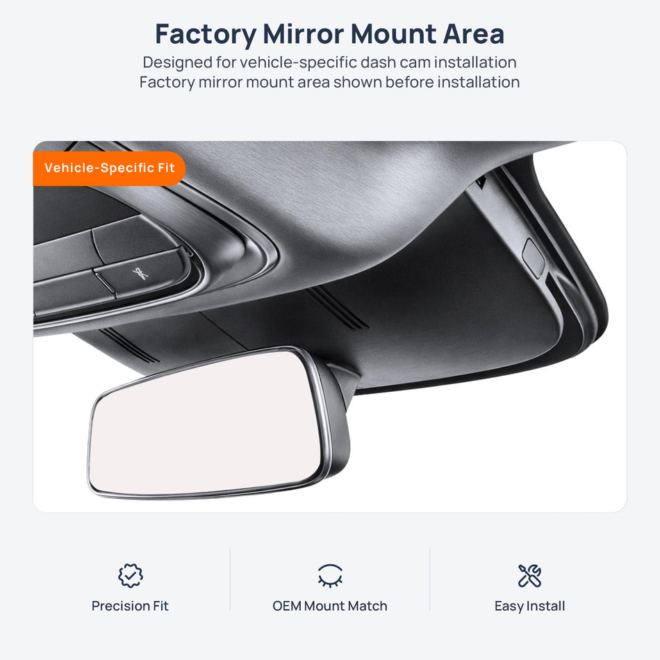 Factory mirror mount area for XPENG G9 dash cam installation