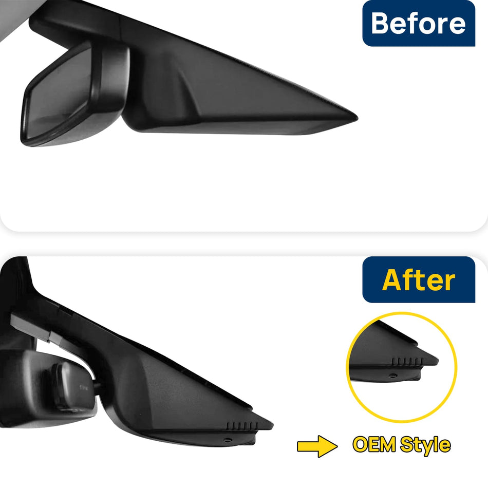 Vorher-Nachher Vergleich: Xplywi 2K Frontkamera Dashcam Kompatibel mit Ford Taurus 2015-2017, diskrete OEM-Installation