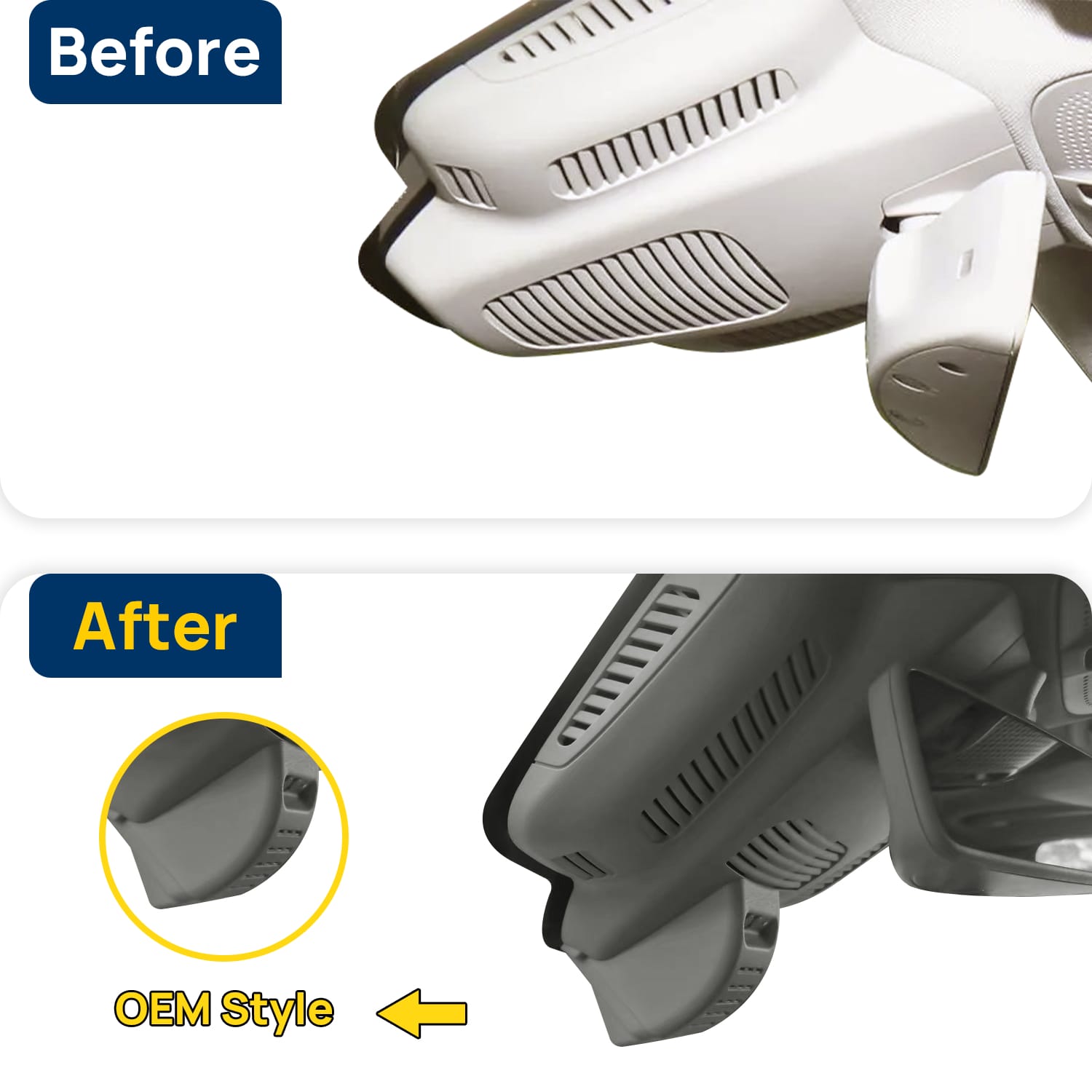 Vorher-Nachher Vergleich: Xplywi 4K/1080P Doppel Dashcam Autokamera Kompatibel mit Mercedes-Benz AMG C43 C63 C-Class W205 W206 2019-2021, diskrete OEM-Installation