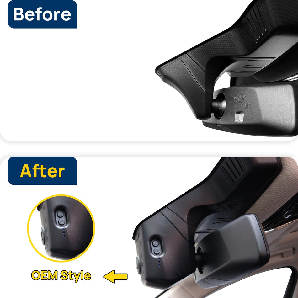 Vorher-Nachher Vergleich: Xplywi 4K/1080P Doppel Dashcam Autokamera Kompatibel mit BMW 5 Series G30 G31 G60 2018-2023, diskrete OEM-Installation