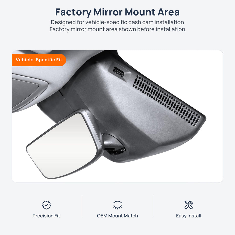 Factory mirror mount area for Roewe D7 (EV/DMH) dash cam installation