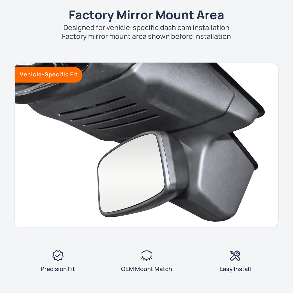 Factory mirror mount area for BMW X6 G06 dash cam installation