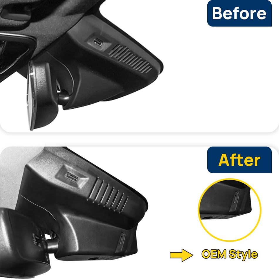 Vorher-Nachher Vergleich: Xplywi 4K/1080P Doppel Dashcam Autokamera Kompatibel mit Lynk & Co 03 03+ 2020-2022, diskrete OEM-Installation