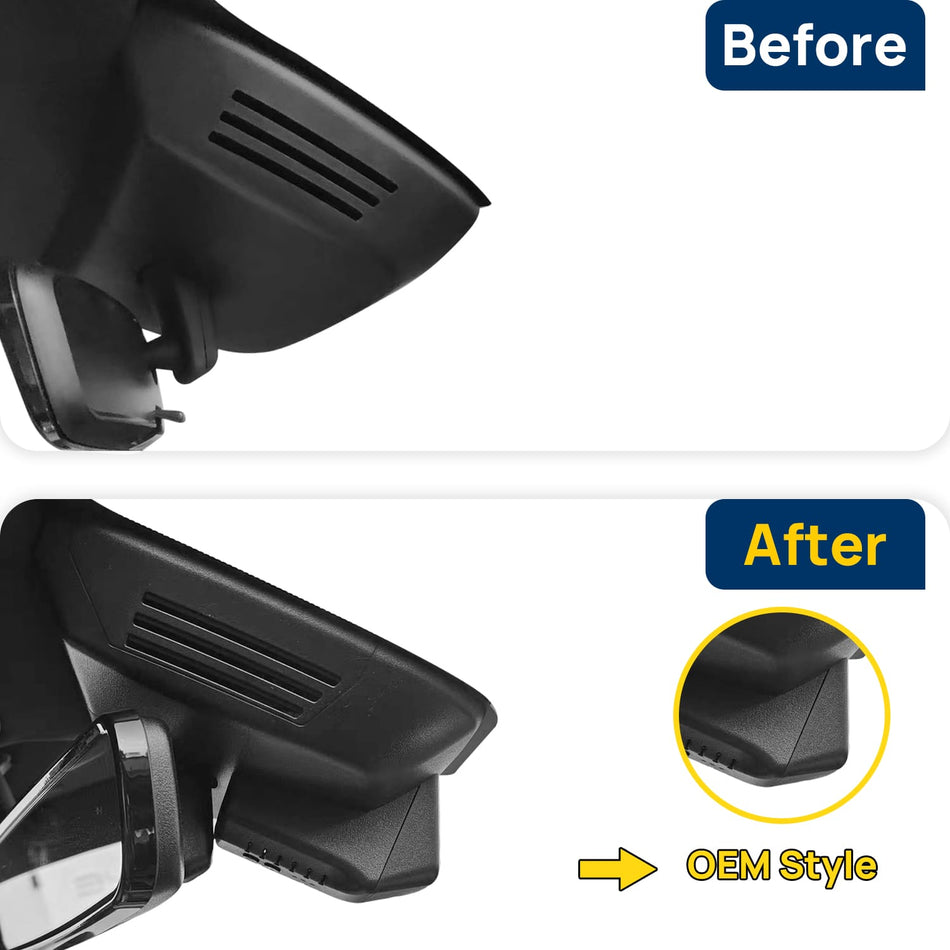 Vorher-Nachher Vergleich: Xplywi 4K Frontkamera Dashcam Kompatibel mit BYD Song Plus Seal U Sealion 6 DMi EV 2020-2025, diskrete OEM-Installation