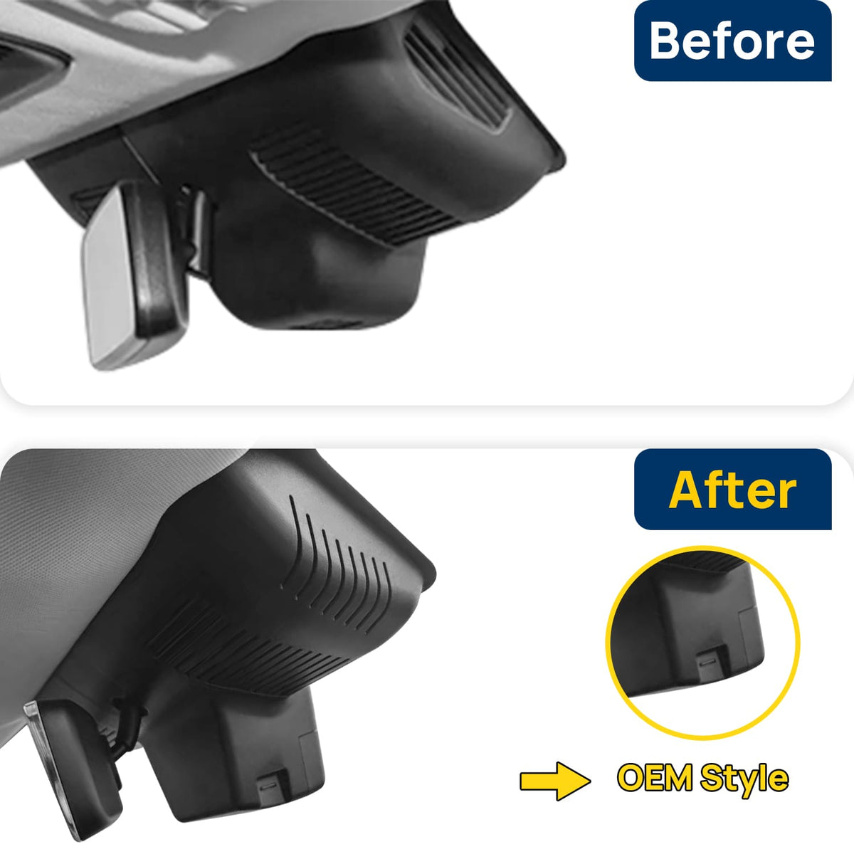 Vorher-Nachher Vergleich: Xplywi 2K Frontkamera Dashcam Kompatibel mit BAIC BJ30 2024 2025, diskrete OEM-Installation