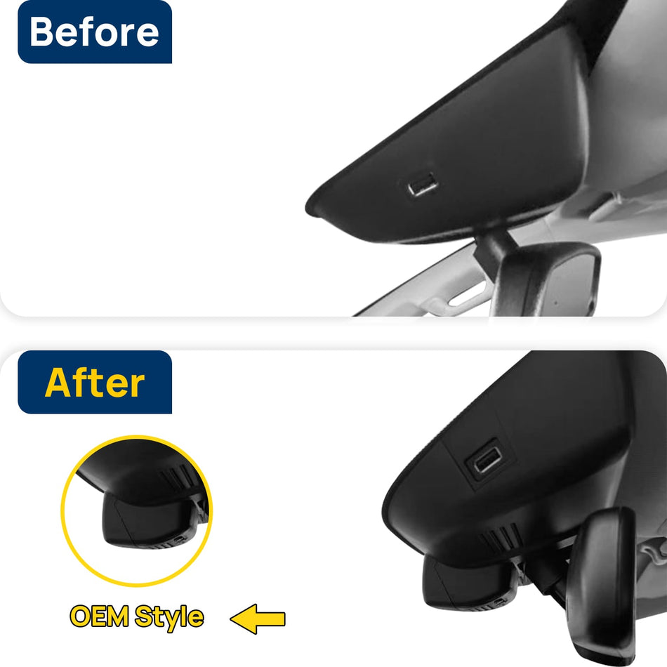 Vorher-Nachher Vergleich: Xplywi 1080P Frontkamera Dashcam Kompatibel mit GWM P Series Poer Pao 2019-2024, diskrete OEM-Installation