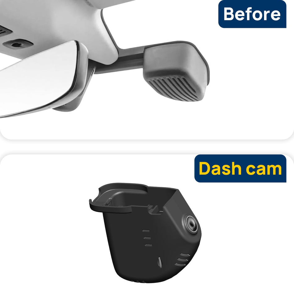 Vorher-Nachher Vergleich: Xplywi 2K Frontkamera Dashcam Kompatibel mit Aston Martin BD11 2016-2025, diskrete OEM-Installation